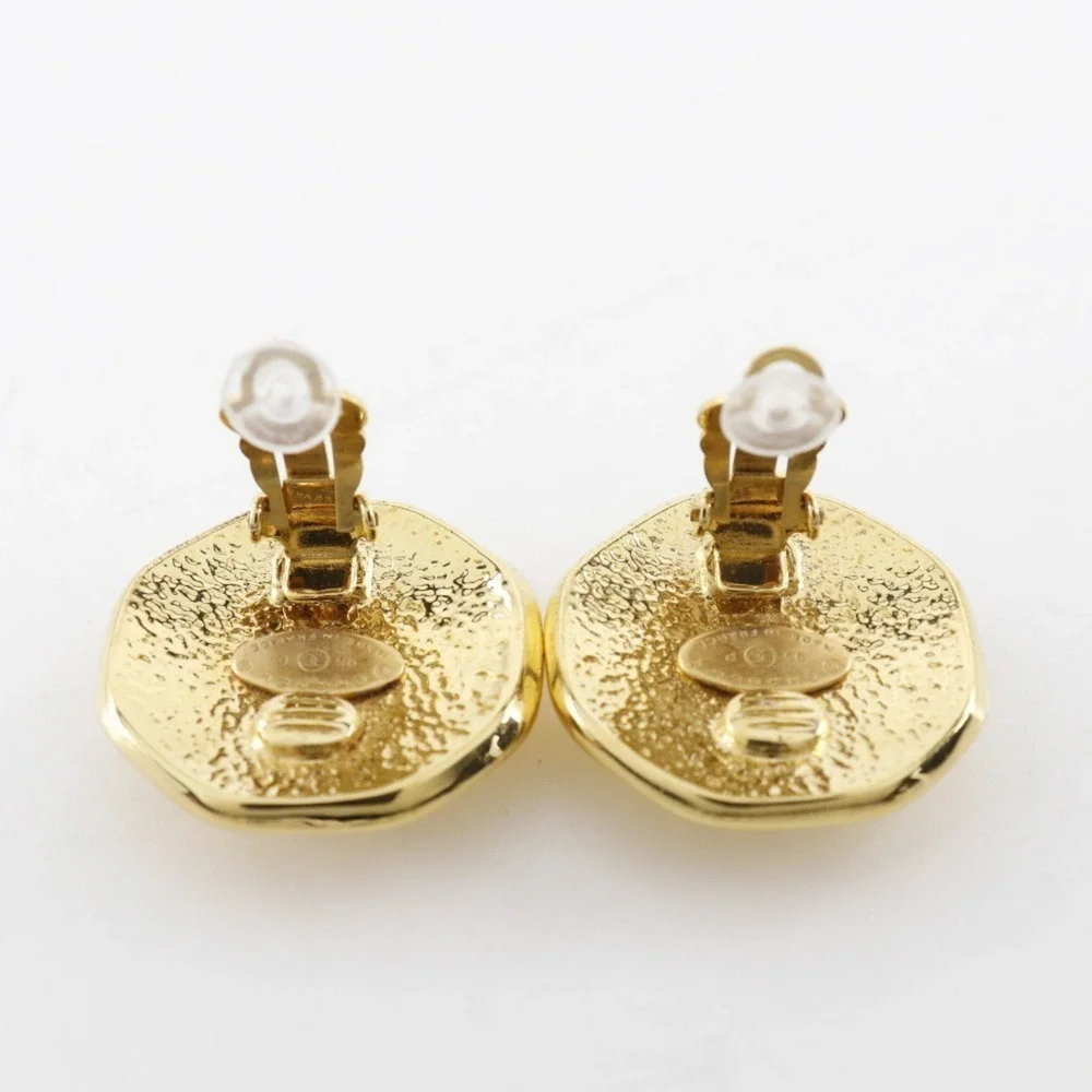 CHANEL Gold Logo Earrings